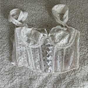 Victoria's Secret White Eyelet Lace Corset Camisole